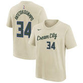 Giannis Antetokounmpo Milwaukee Bucks Youth 2025/26 City Edition Name & Number T-Shirt On Sale