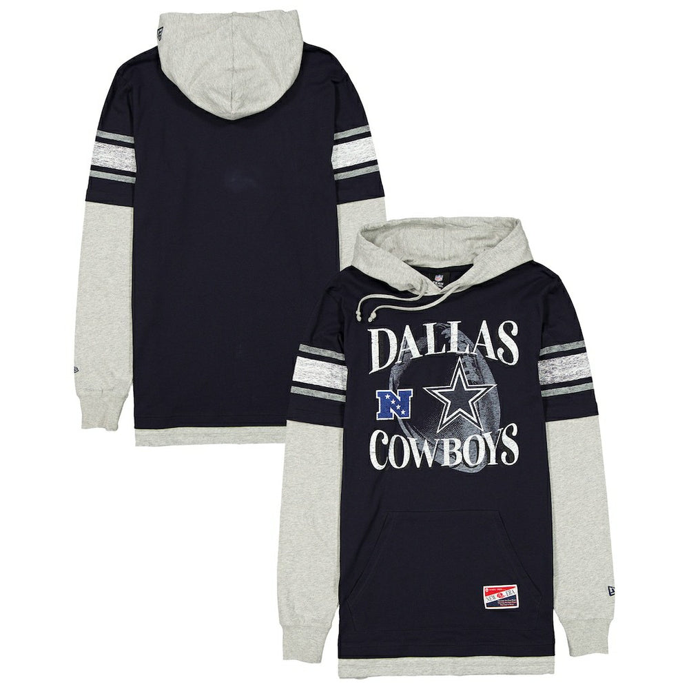 Dallas Cowboys New Era Twofer Layered Long Sleeve Hoodie T-Shirt