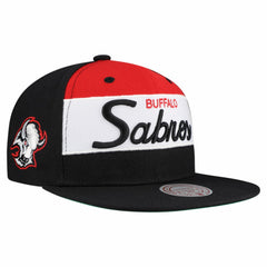 Buffalo Sabres Mitchell & Ness Retro Script Colorblock Snapback Hat Outlet