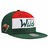 Minnesota Wild Mitchell & Ness Retro Script Colorblock Snapback Hat Discount