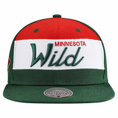 Minnesota Wild Mitchell & Ness Retro Script Colorblock Snapback Hat Discount
