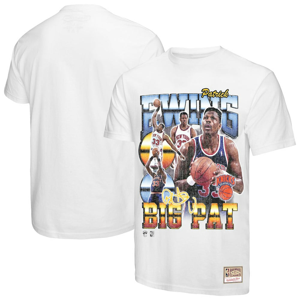 Patrick Ewing New York Knicks Hardwood Classics Commemorative Player Collage T-Shirt For Sale