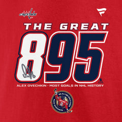 Alexander Ovechkin Washington Capitals Fanatics NHL All-Time Leading Goal Scorer The Great 895 T-Shirt Outlet