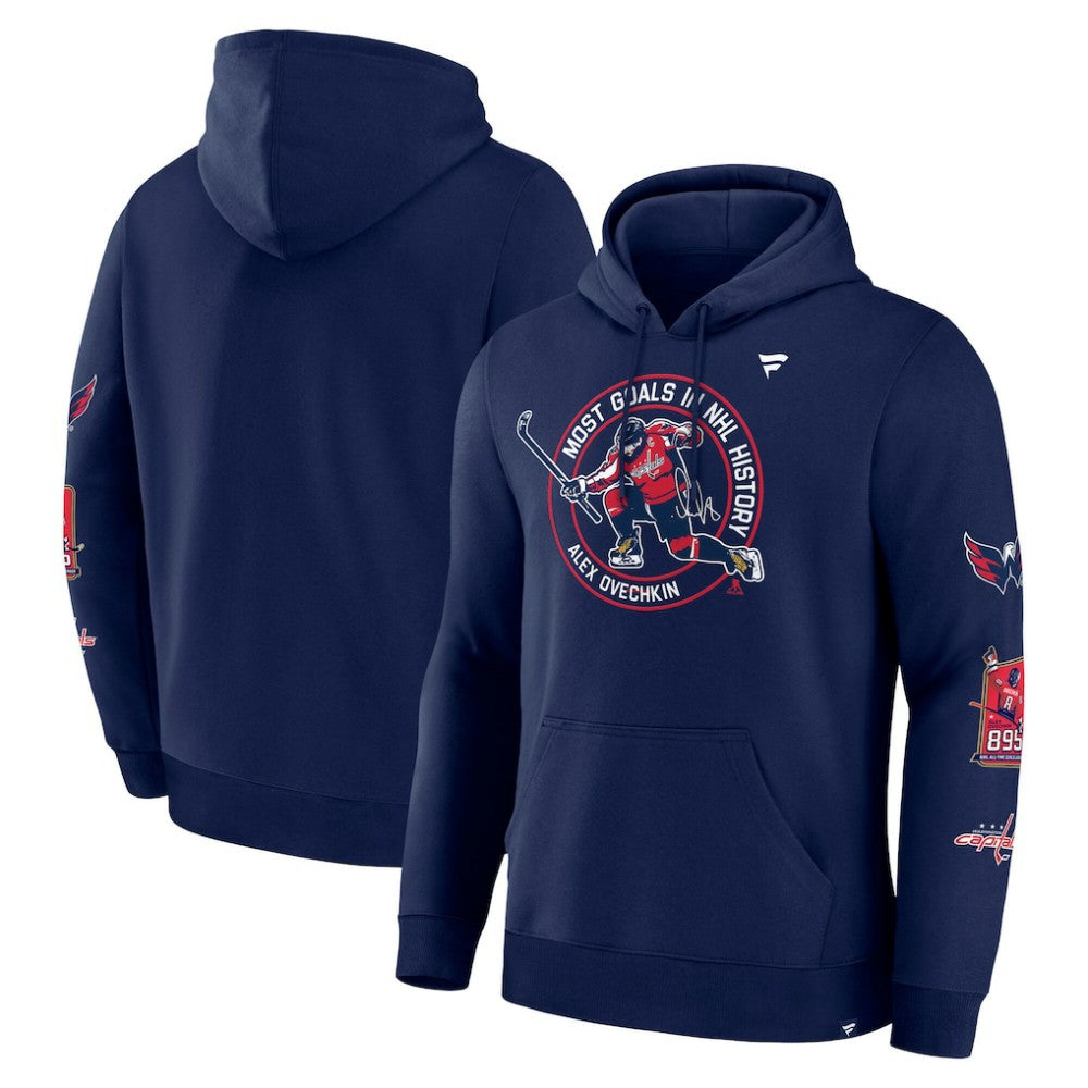 Alexander Ovechkin Washington Capitals Fanatics NHL All-Time Leading Goal Scorer Badges Pullover Hoodie Outlet