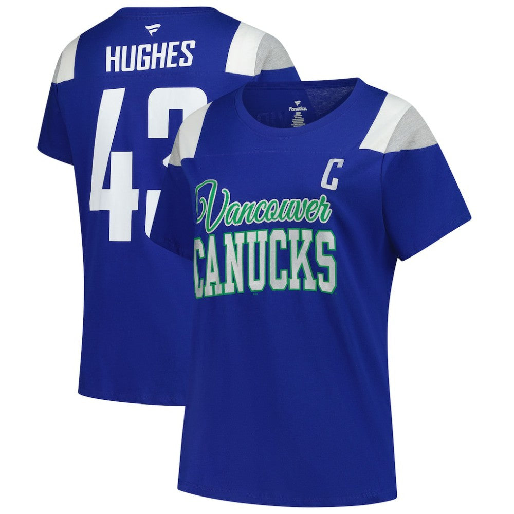 Quinn Hughes Vancouver Canucks Fanatics Women's Plus Size Name & Number Scoop Neck T-Shirt On Sale