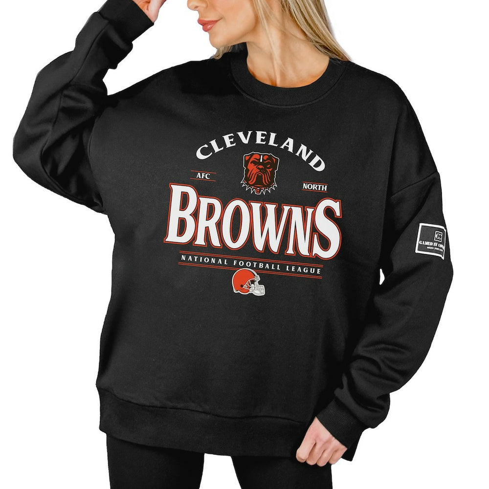 Cleveland Browns Gameday Couture Women's Oversized Players Only Black Label Pullover Sweatshirt