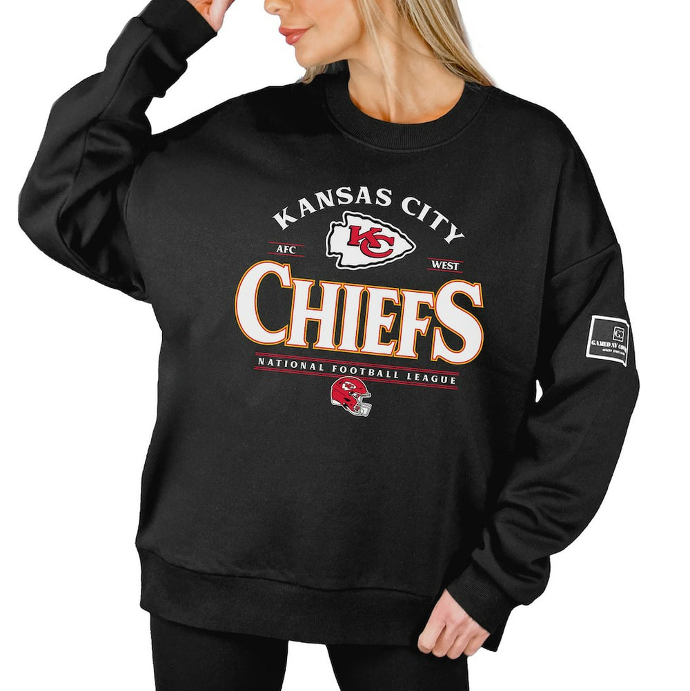 Kansas City Chiefs Gameday Couture Women's Oversized Players Only Black Label Pullover Sweatshirt