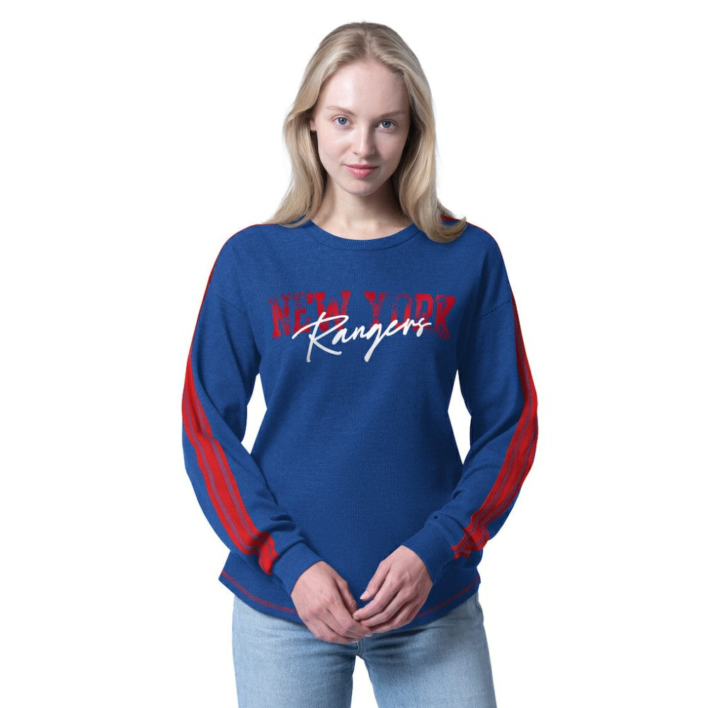 New York Rangers G-III 4Her by Carl Banks Women's Advantage Thermal Long-Sleeve Tri-Blend T-Shirt Sale