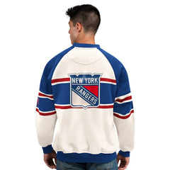 New York Rangers Starter Male Adult Defense Fleece Crewneck Sweatshirt Outlet