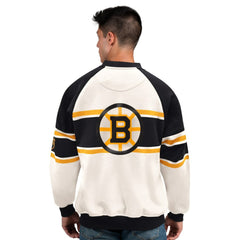 Boston Bruins Starter Male Adult Defense Fleece Crewneck Sweatshirt Outlet