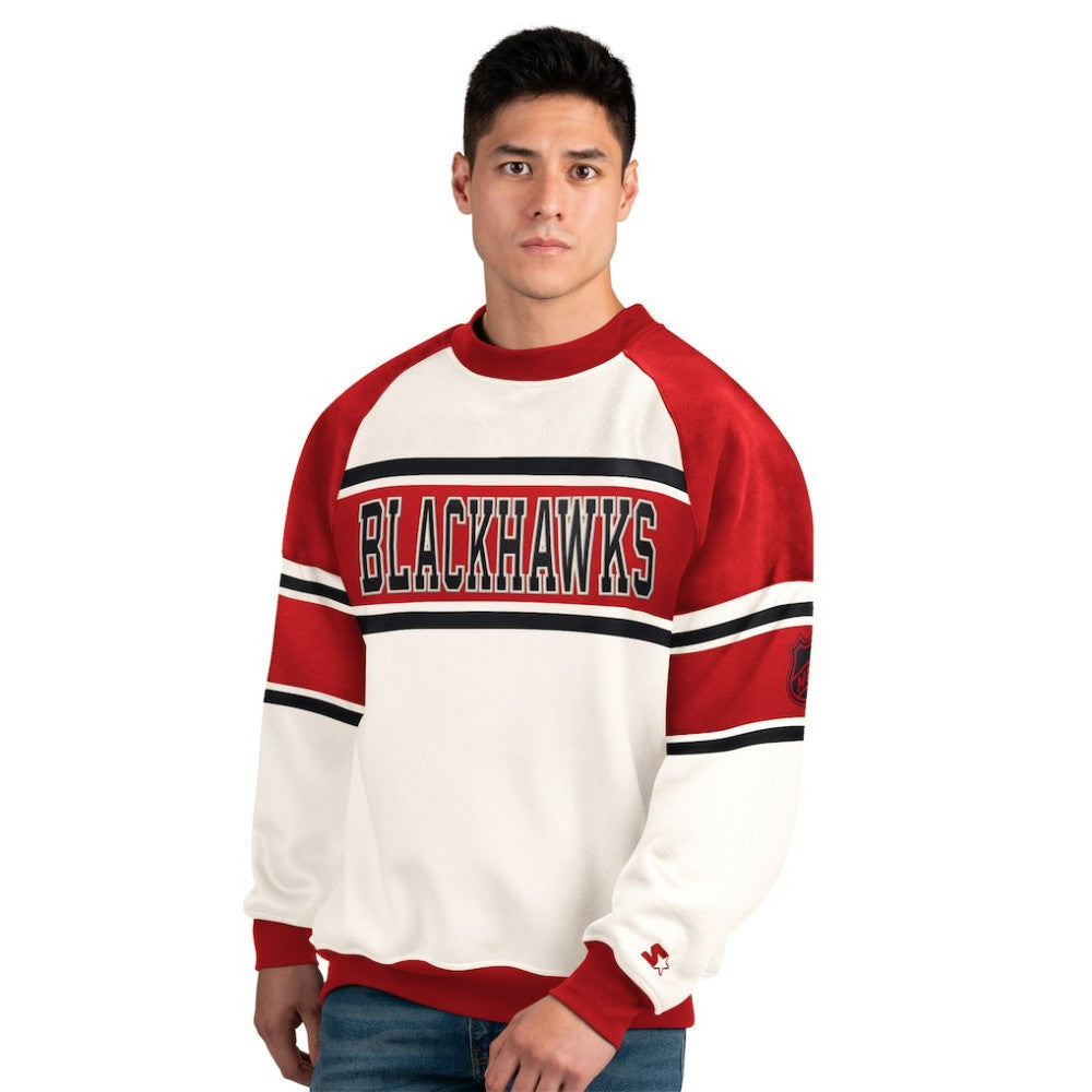 Chicago Blackhawks Starter Male Adult Defense Fleece Crewneck Sweatshirt Discount