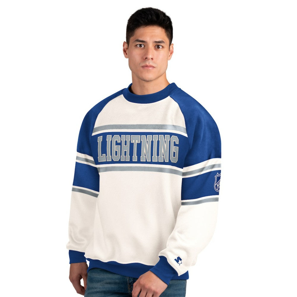 Tampa Bay Lightning Starter Male Adult Defense Fleece Crewneck Sweatshirt For Sale