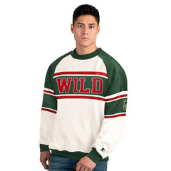 Minnesota Wild Starter Male Adult Defense Fleece Crewneck Sweatshirt Discount