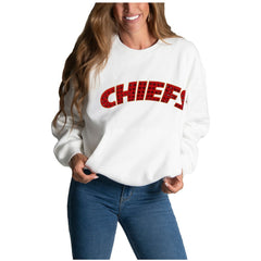 Kansas City Chiefs Cuce Women's Chenille Jeweled Sweatshirt