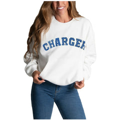 Los Angeles Chargers Cuce Women's Chenille Jeweled Sweatshirt