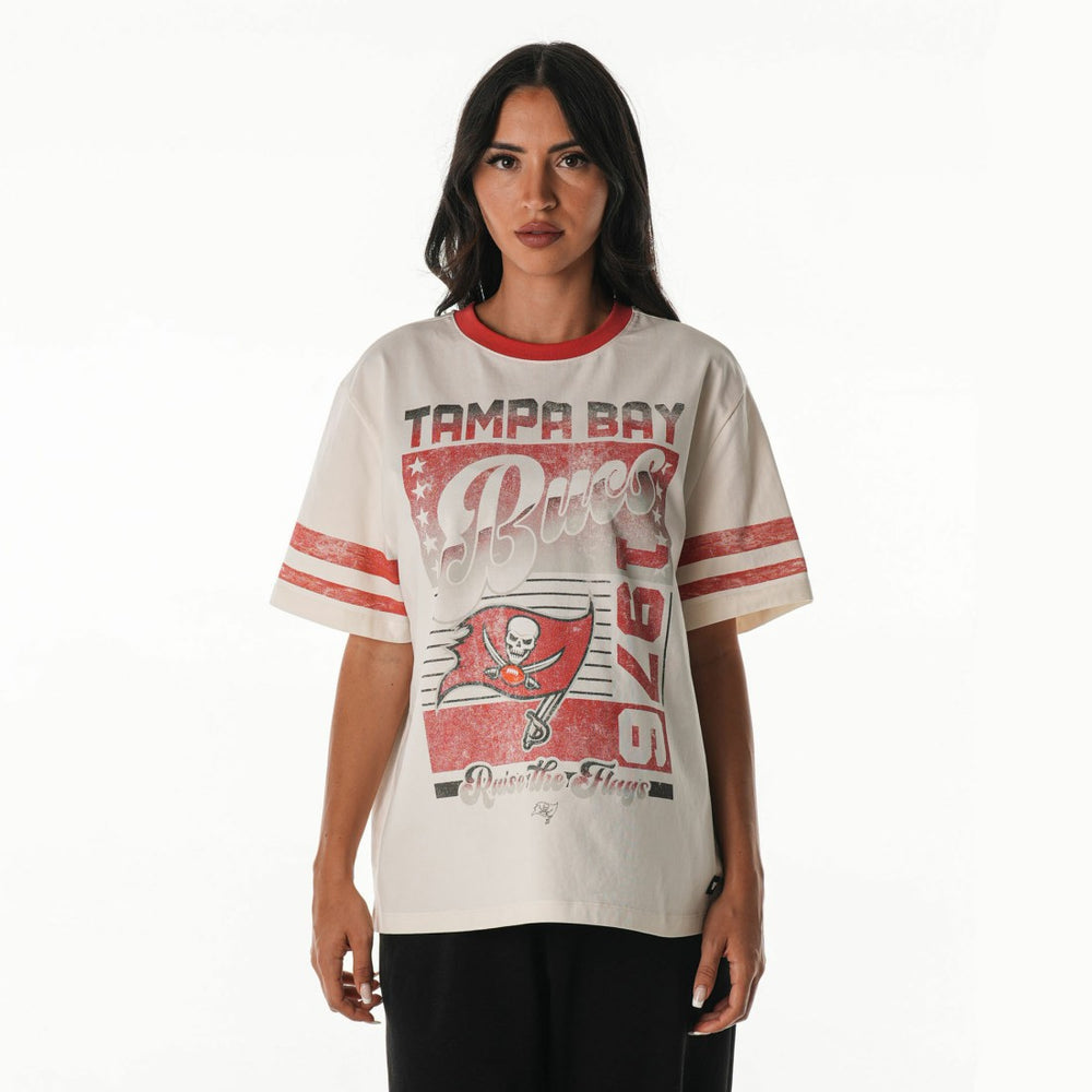 Tampa Bay Buccaneers The Wild Collective Women's Vintage Drop Shoulder Oversized Boyfriend T-Shirt