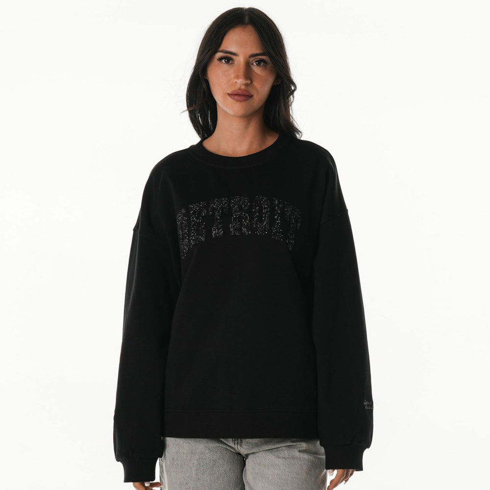 Detroit Lions The Wild Collective Women's Rock Crystal Oversized Crewneck Sweatshirt