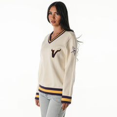 Minnesota Vikings The Wild Collective Women's Jacquard V-Neck Sweater