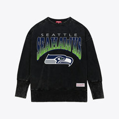 Seattle Seahawks Mitchell & Ness Women's Delineate Mineral Wash Crewneck Sweatshirt