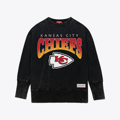 Kansas City Chiefs Mitchell & Ness Women's Delineate Mineral Wash Crewneck Sweatshirt