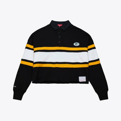 Green Bay Packers Mitchell & Ness Women's Cropped Long Sleeve Rugby Polo