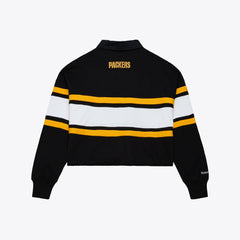 Green Bay Packers Mitchell & Ness Women's Cropped Long Sleeve Rugby Polo