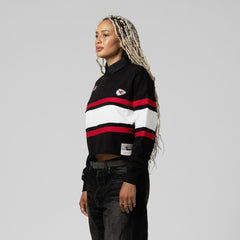 Kansas City Chiefs Mitchell & Ness Women's Cropped Long Sleeve Rugby Polo