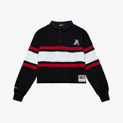 New England Patriots Mitchell & Ness Women's Throwback Cropped Long Sleeve Rugby Polo