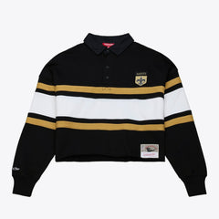 New Orleans Saints Mitchell & Ness Women's Cropped Long Sleeve Rugby Polo