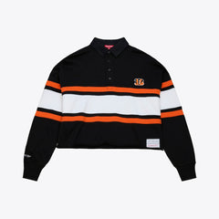 Cincinnati Bengals Mitchell & Ness Women's Cropped Long Sleeve Rugby Polo