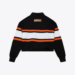 Cincinnati Bengals Mitchell & Ness Women's Cropped Long Sleeve Rugby Polo
