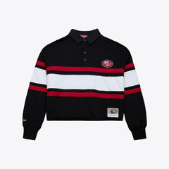 San Francisco 49ers Mitchell & Ness Women's Cropped Long Sleeve Rugby Polo