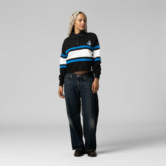 Detroit Lions Mitchell & Ness Women's Cropped Long Sleeve Rugby Polo