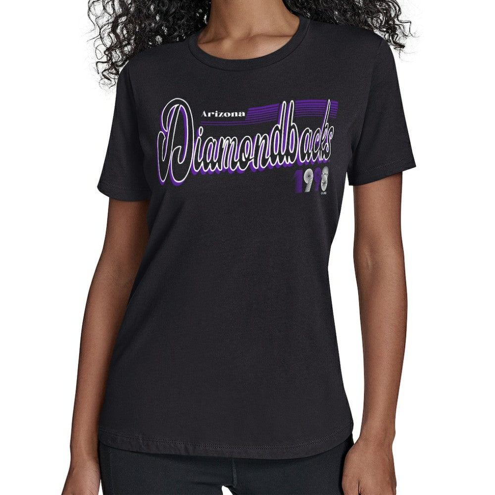 Arizona Diamondbacks Starter Women's Groovy Script Team Fitted T-Shirt | MLB Outlet