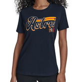Houston Astros Starter Women's Groovy Script Team Fitted T-Shirt | MLB Sale