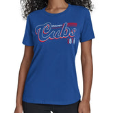 Chicago Cubs Starter Women's Groovy Script Team Fitted T-Shirt | MLB Online