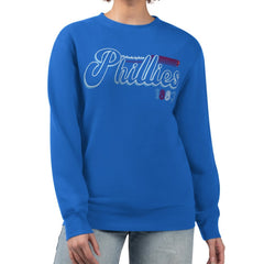 Philadelphia Phillies Starter Women's Groovy Script Team Fleece Pullover Sweatshirt | MLB Discount