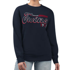 Minnesota Twins Starter Women's Groovy Script Team Fleece Pullover Sweatshirt | MLB Shop