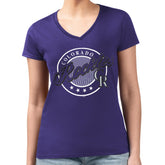 Colorado Rockies G-III 4Her by Carl Banks Women's Super-Slim Fit Lightweight Pinstripe Circle V-Neck T-Shirt | MLB For sale