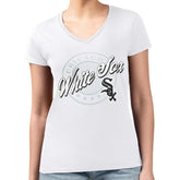 Chicago White Sox G-III 4Her by Carl Banks Women's Super-Slim Fit Lightweight Pinstripe Circle V-Neck T-Shirt | MLB Online