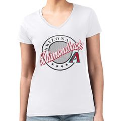 Arizona Diamondbacks G-III 4Her by Carl Banks Women's Super-Slim Fit Lightweight Pinstripe Circle V-Neck T-Shirt | MLB Sale