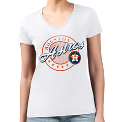 Houston Astros G-III 4Her by Carl Banks Women's Super-Slim Fit Lightweight Pinstripe Circle V-Neck T-Shirt | MLB Near me