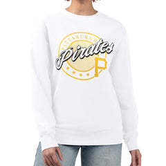 Pittsburgh Pirates G-III 4Her by Carl Banks Women's Pinstripe Circle Team Fleece Pullover Sweatshirt | MLB Outlet