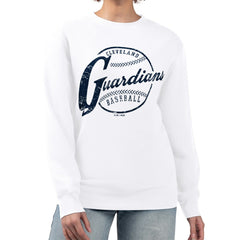 Cleveland Guardians G-III 4Her by Carl Banks Women's Distressed Baseball Team Fleece Pullover Sweatshirt | MLB Discount