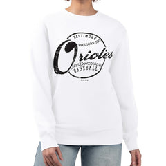 Baltimore Orioles G-III 4Her by Carl Banks Women's Distressed Baseball Team Fleece Pullover Sweatshirt | MLB For sale