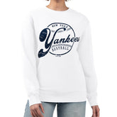 New York Yankees G-III 4Her by Carl Banks Women's Distressed Baseball Team Fleece Pullover Sweatshirt | MLB For sale