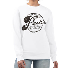 San Diego Padres G-III 4Her by Carl Banks Women's Distressed Baseball Team Fleece Pullover Sweatshirt | MLB US