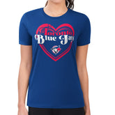 Toronto Blue Jays G-III 4Her by Carl Banks Women's Super-Slim Fit Lightweight Double Heart T-Shirt | MLB Discount