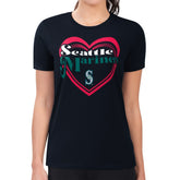 Seattle Mariners G-III 4Her by Carl Banks Women's Super-Slim Fit Lightweight Double Heart T-Shirt | MLB New