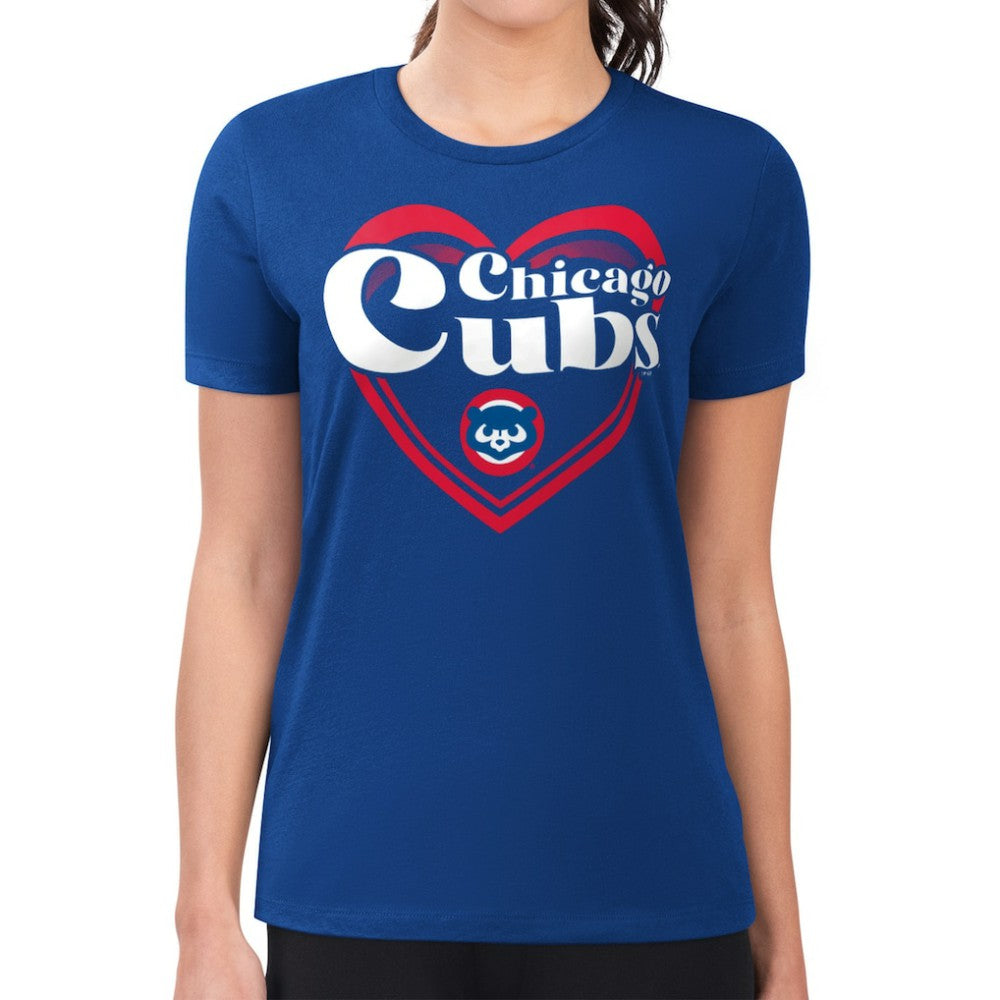 Chicago Cubs G-III 4Her by Carl Banks Women's Super-Slim Fit Lightweight Double Heart T-Shirt | MLB US